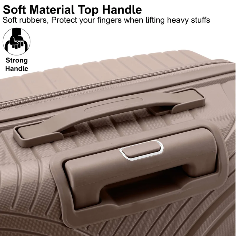 Senator  Unisex Hard Case Carry On Luggage Lightweight PP Fashion Trolley Luggage with 360° Degree 4 Twin Wheel and Safe Zippers KH1010 Khaki  | Best Price UAE
